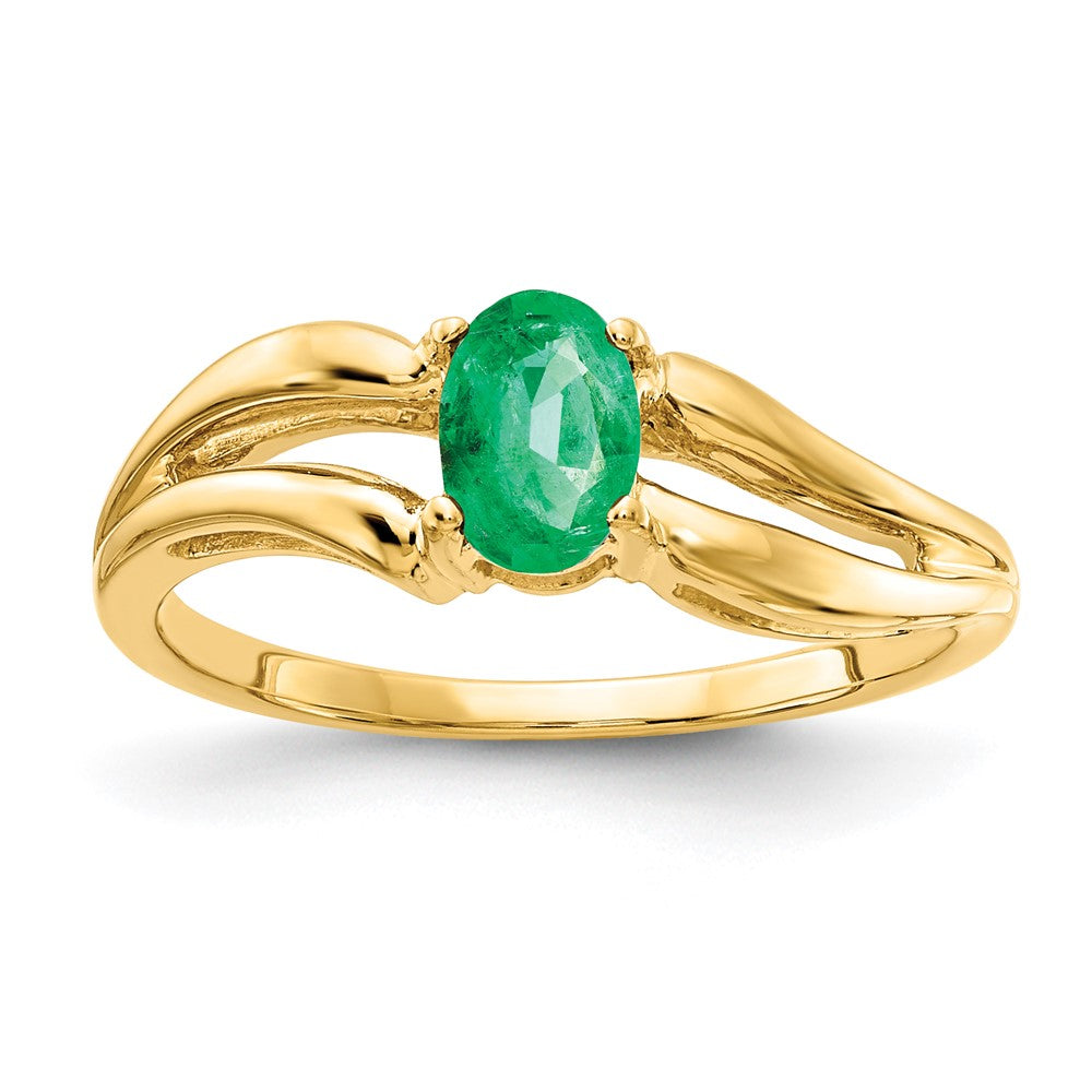 14K Yellow Gold 6x4mm Oval Emerald ring