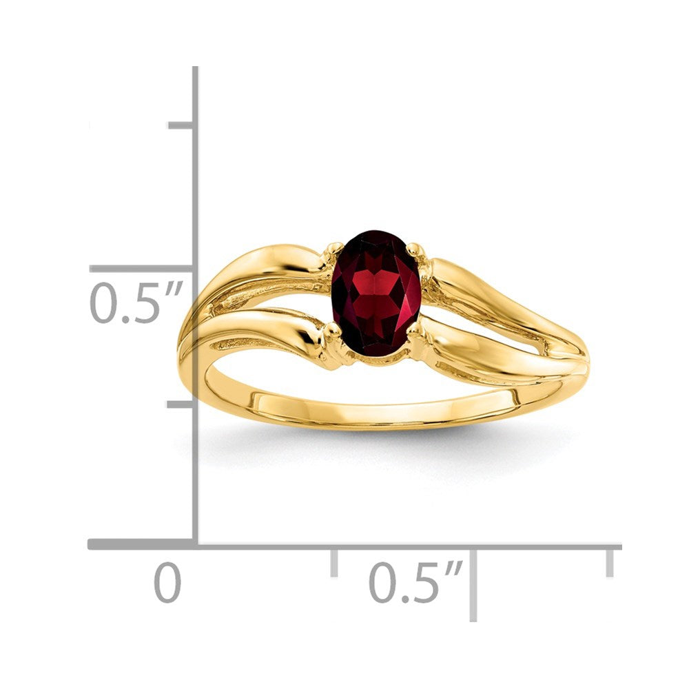 14K Yellow Gold 6x4mm Oval Garnet ring