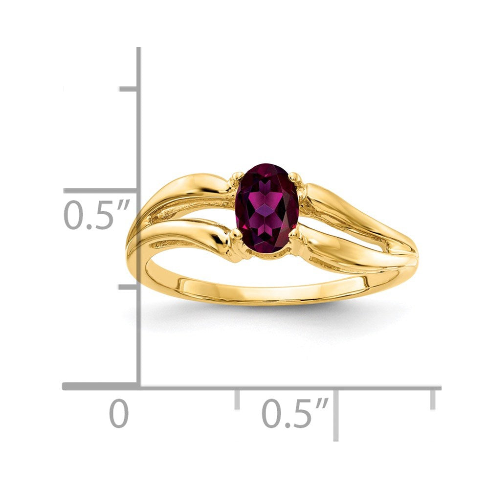 14k Yellow Gold 6x4mm Oval Rhodolite Garnet ring