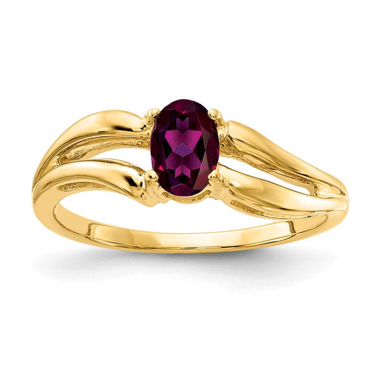 14k Yellow Gold 6x4mm Oval Rhodolite Garnet ring