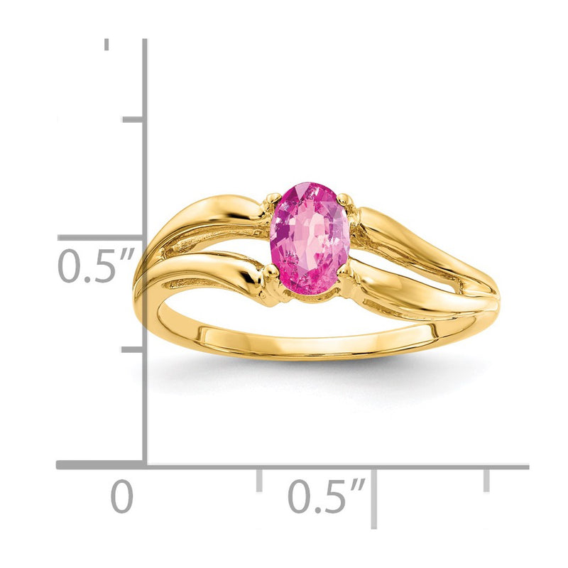 14K Yellow Gold 6x4mm Oval Pink Sapphire ring
