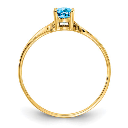 14K Yellow Gold 6x4mm Oval Blue Topaz ring