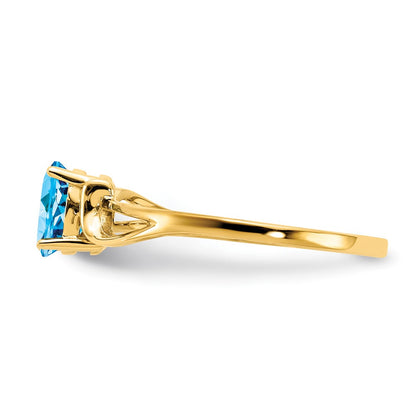 14K Yellow Gold 6x4mm Oval Blue Topaz ring