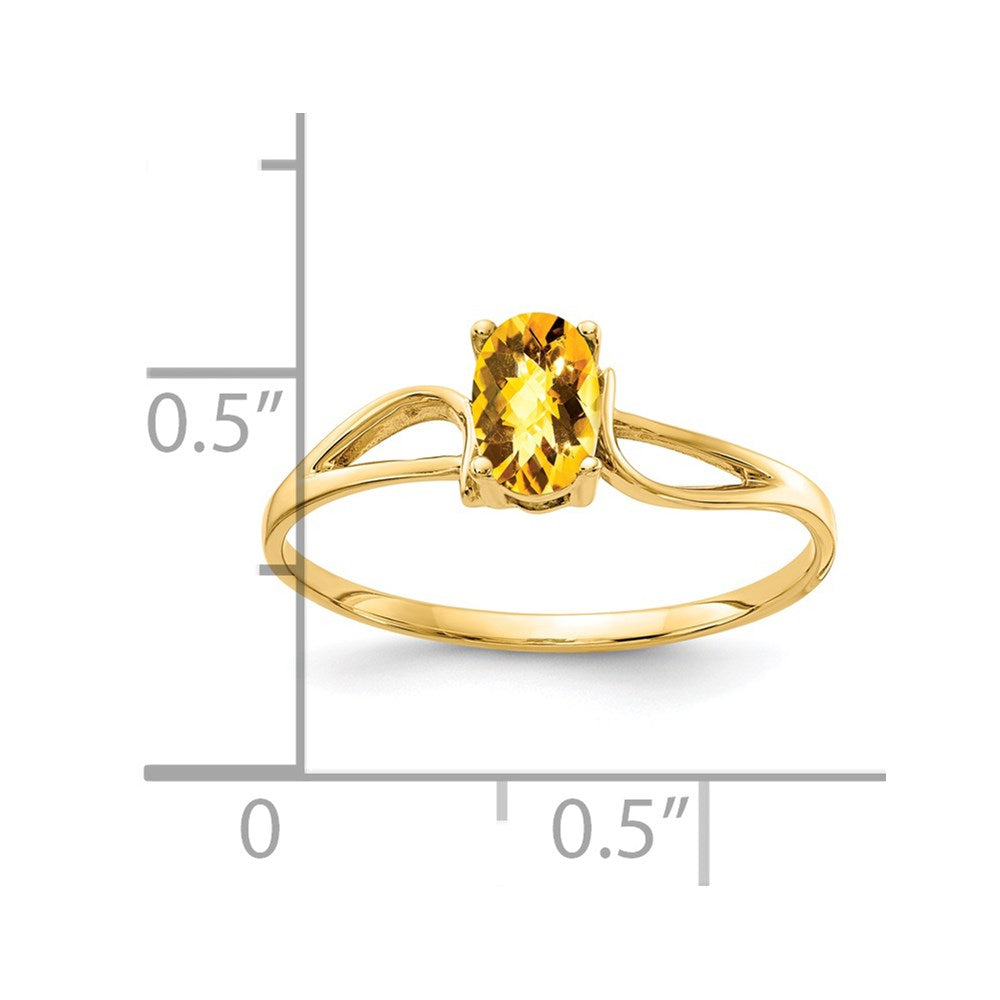 14K Yellow Gold 6x4mm Oval Citrine Checker ring