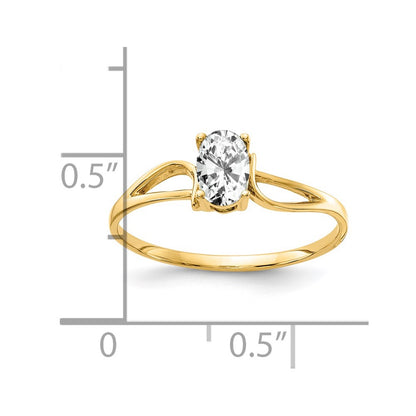 14K Yellow Gold 6x4mm Oval Cubic Zirconia ring