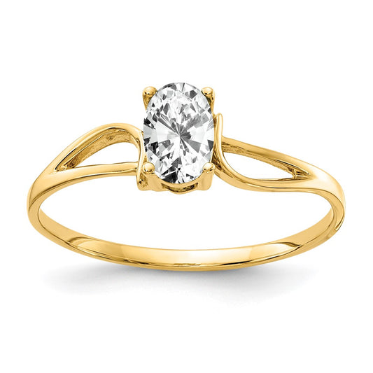 14K Yellow Gold 6x4mm Oval Cubic Zirconia ring