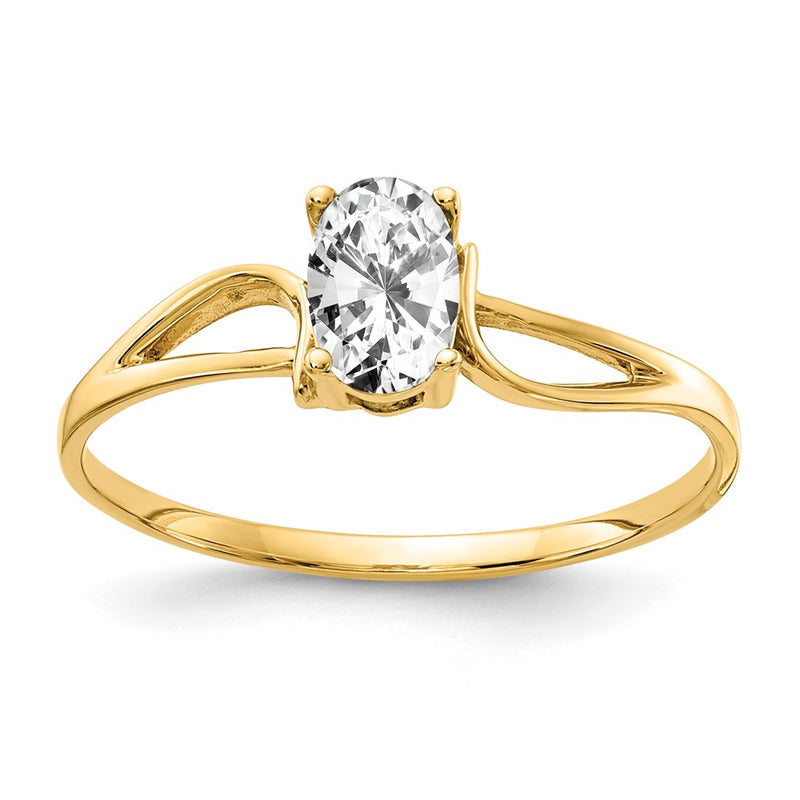 14K Yellow Gold 6x4mm Oval Cubic Zirconia ring