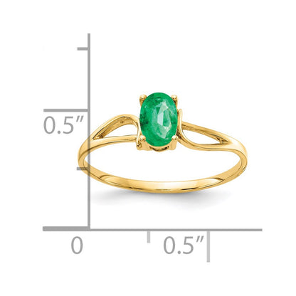 14K Yellow Gold 6x4mm Oval Emerald ring