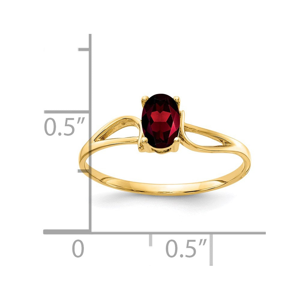 14K Yellow Gold 6x4mm Oval Garnet ring