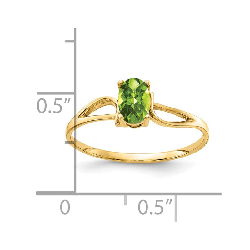 14K Yellow Gold 6x4mm Oval Peridot Checker ring