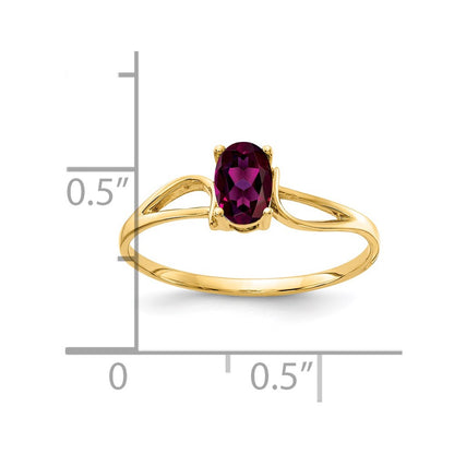 14k Yellow Gold 6x4mm Oval Rhodolite Garnet ring