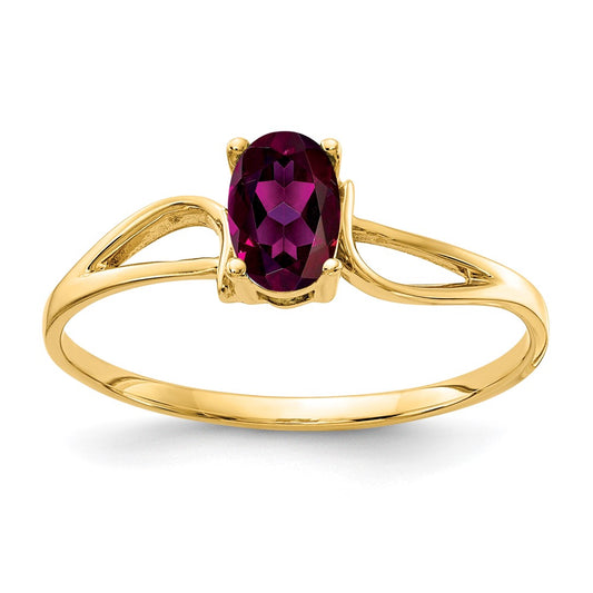 14k Yellow Gold 6x4mm Oval Rhodolite Garnet ring