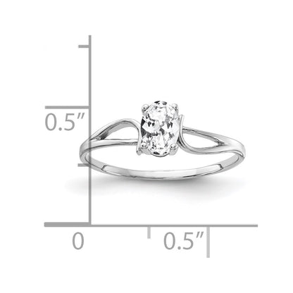14k White Gold 6x4mm Oval Cubic Zirconia ring