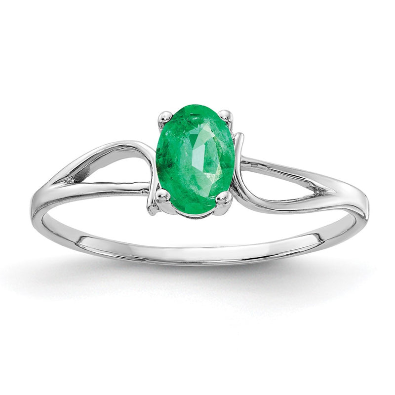 14k White Gold 6x4mm Oval Emerald ring