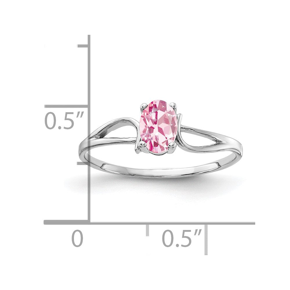 14k White Gold 6x4mm Oval Pink Tourmaline Ring