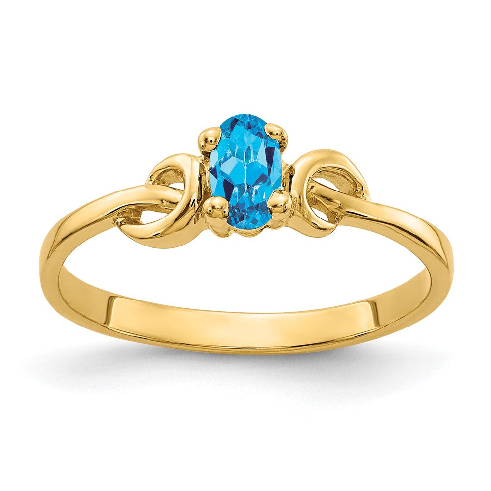 14K Yellow Gold 5x3mm Oval Blue Topaz ring