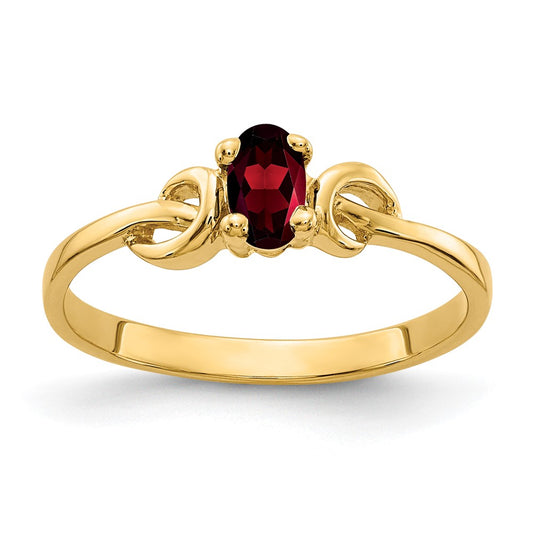 14K Yellow Gold 5x3mm Oval Garnet ring