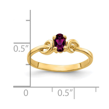 14k Yellow Gold 5x3mm Oval Rhodolite Garnet ring