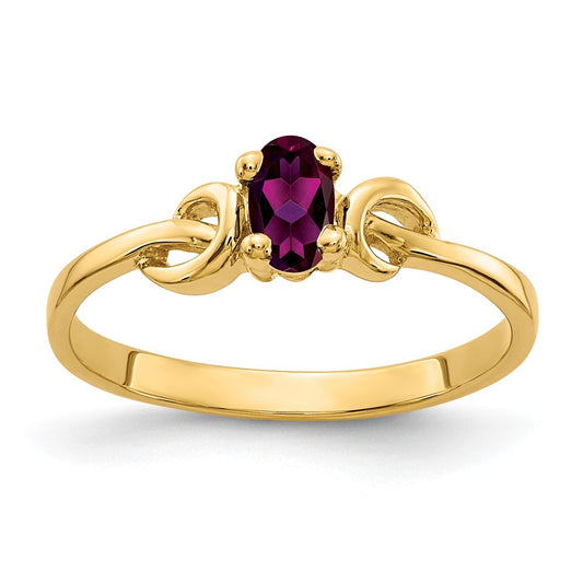 14k Yellow Gold 5x3mm Oval Rhodolite Garnet ring