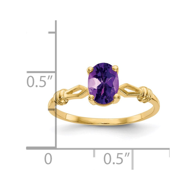 14K Yellow Gold 7x5mm Oval Amethyst ring