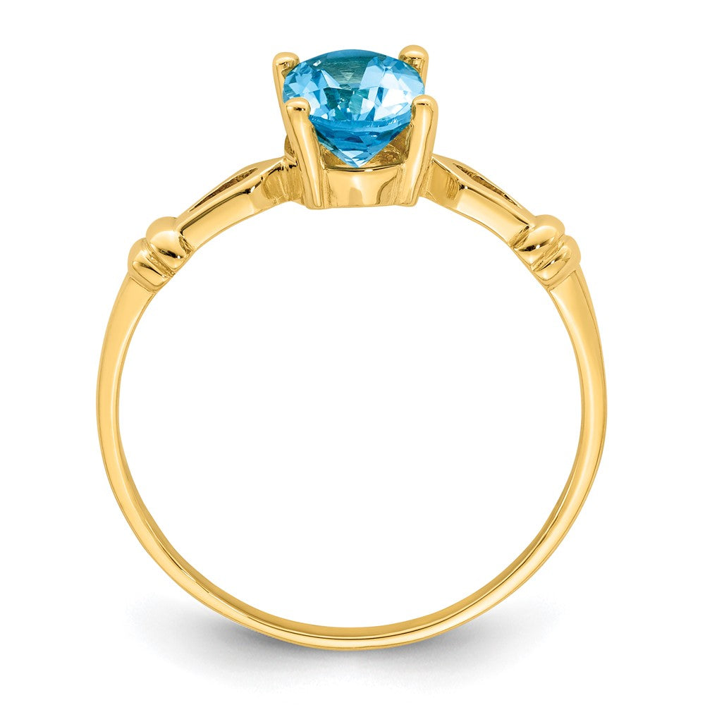 14K Yellow Gold 7x5mm Oval Blue Topaz ring