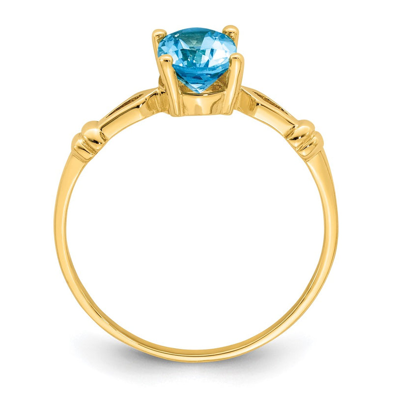 14K Yellow Gold 7x5mm Oval Blue Topaz ring