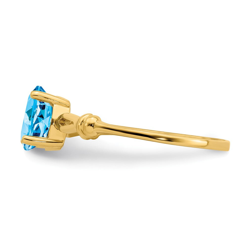 14K Yellow Gold 7x5mm Oval Blue Topaz ring