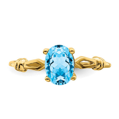 14K Yellow Gold 7x5mm Oval Blue Topaz ring