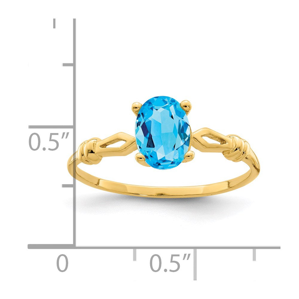 14K Yellow Gold 7x5mm Oval Blue Topaz ring