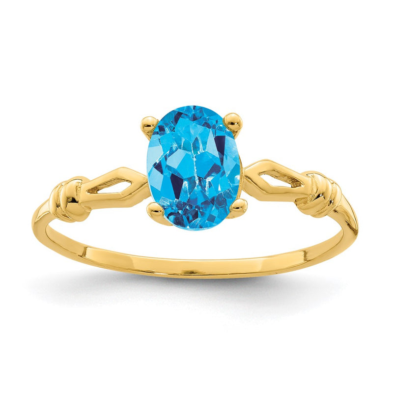 14K Yellow Gold 7x5mm Oval Blue Topaz ring