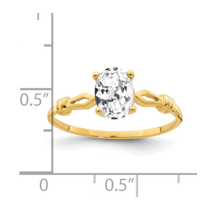 14K Yellow Gold 7x5mm Oval Cubic Zirconia ring