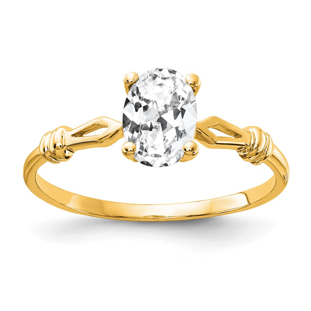 14K Yellow Gold 7x5mm Oval Cubic Zirconia ring