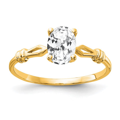 14K Yellow Gold 7x5mm Oval Cubic Zirconia ring