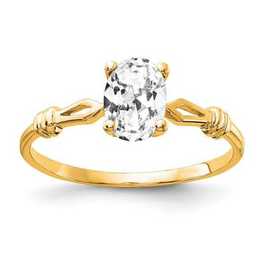 14K Yellow Gold 7x5mm Oval Cubic Zirconia ring
