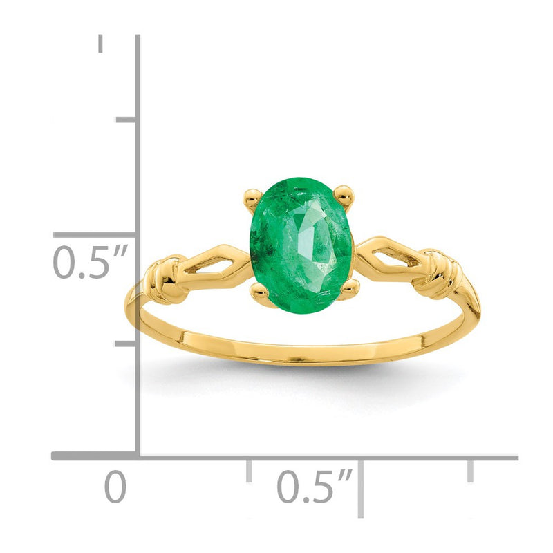 14K Yellow Gold 7x5mm Oval Emerald ring