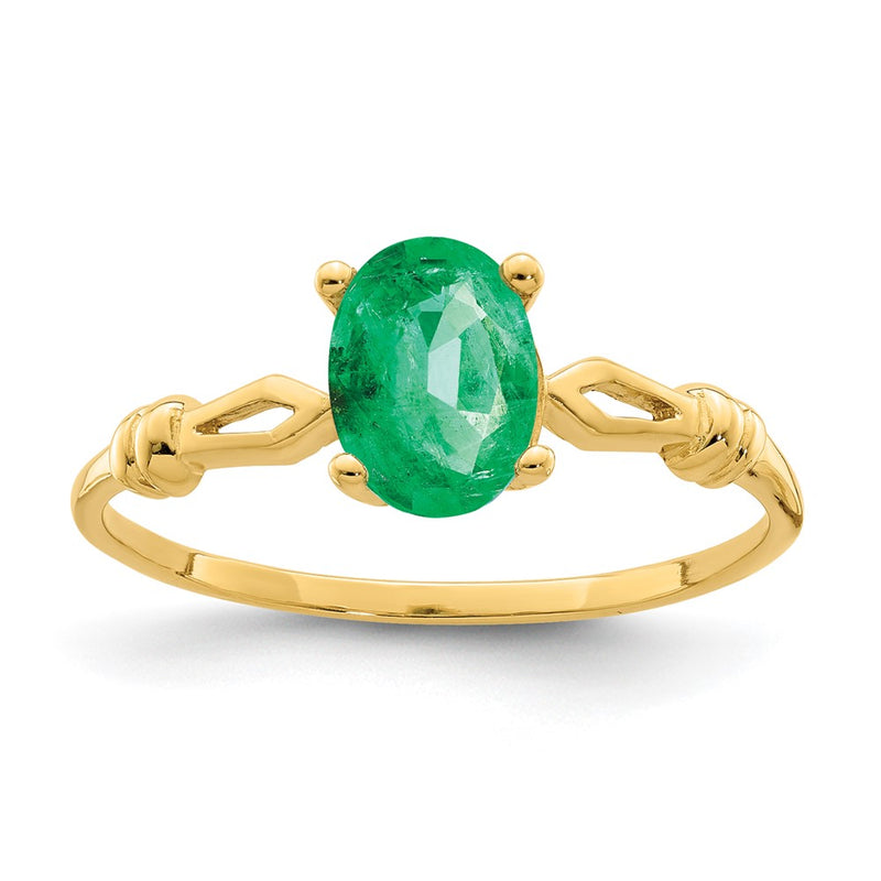 14K Yellow Gold 7x5mm Oval Emerald ring