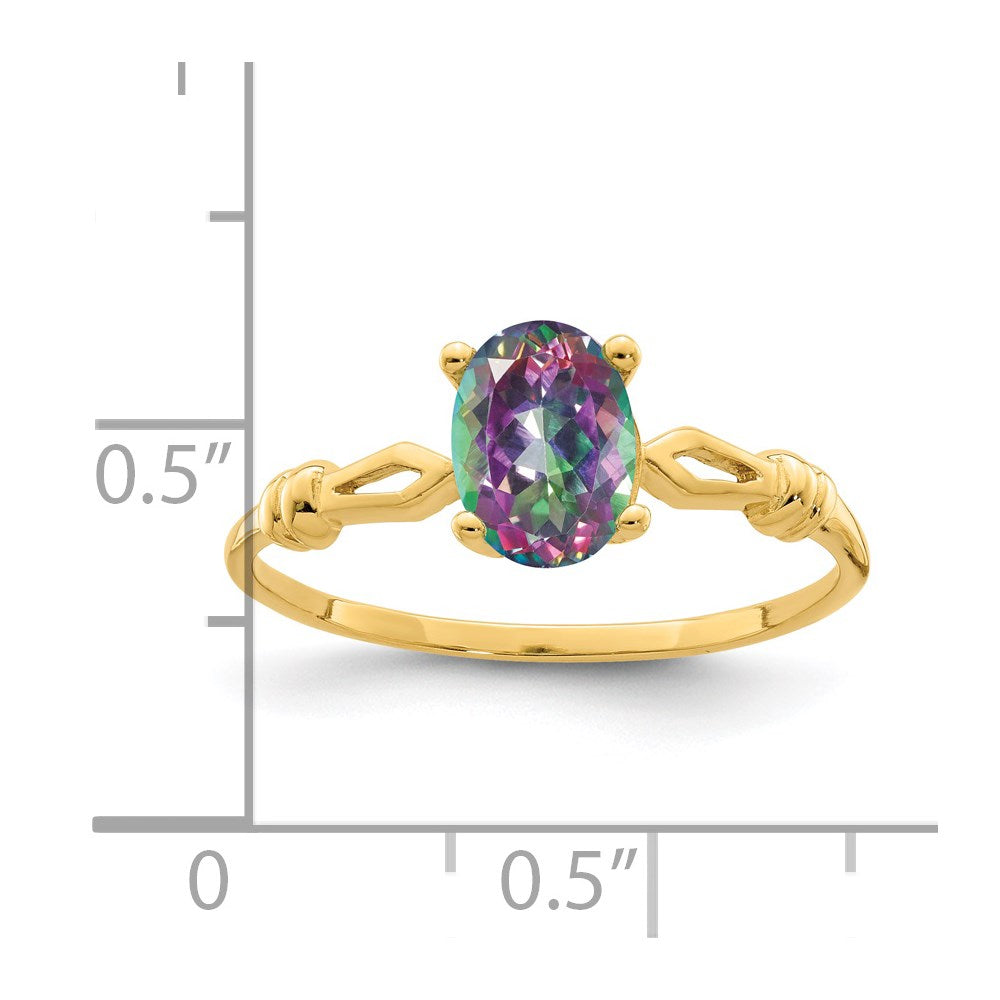 14K Yellow Gold Mystic Fire Topaz Polished Ring
