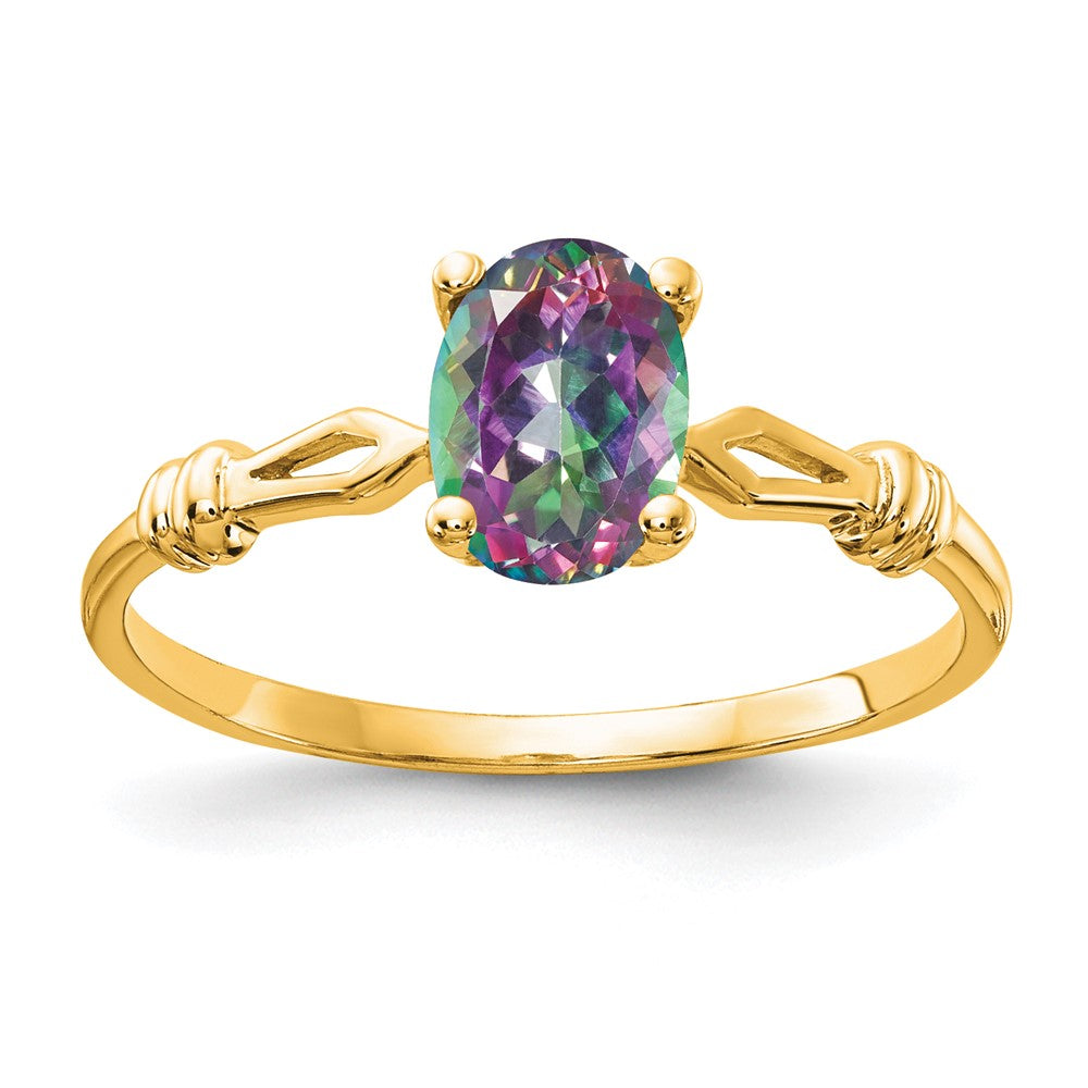 14K Yellow Gold Mystic Fire Topaz Polished Ring