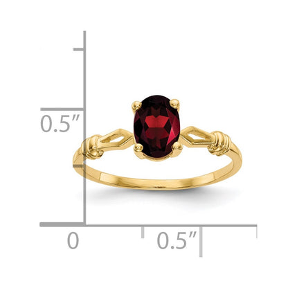 14K Yellow Gold 7x5mm Oval Garnet ring