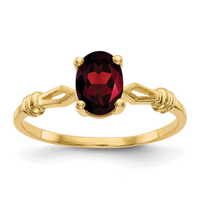 14K Yellow Gold 7x5mm Oval Garnet ring