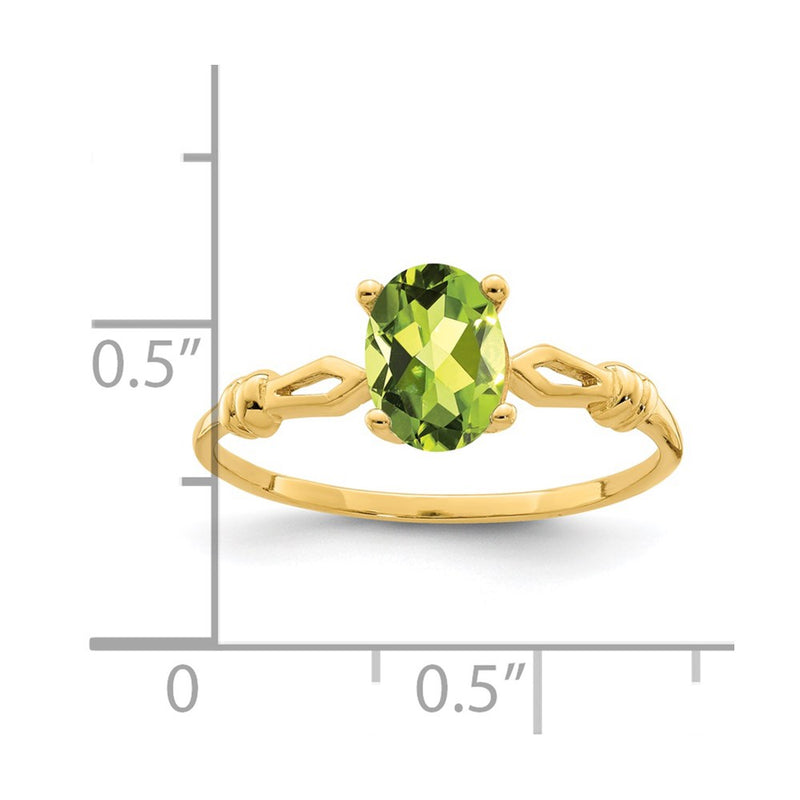 14K Yellow Gold 7x5mm Oval Peridot ring
