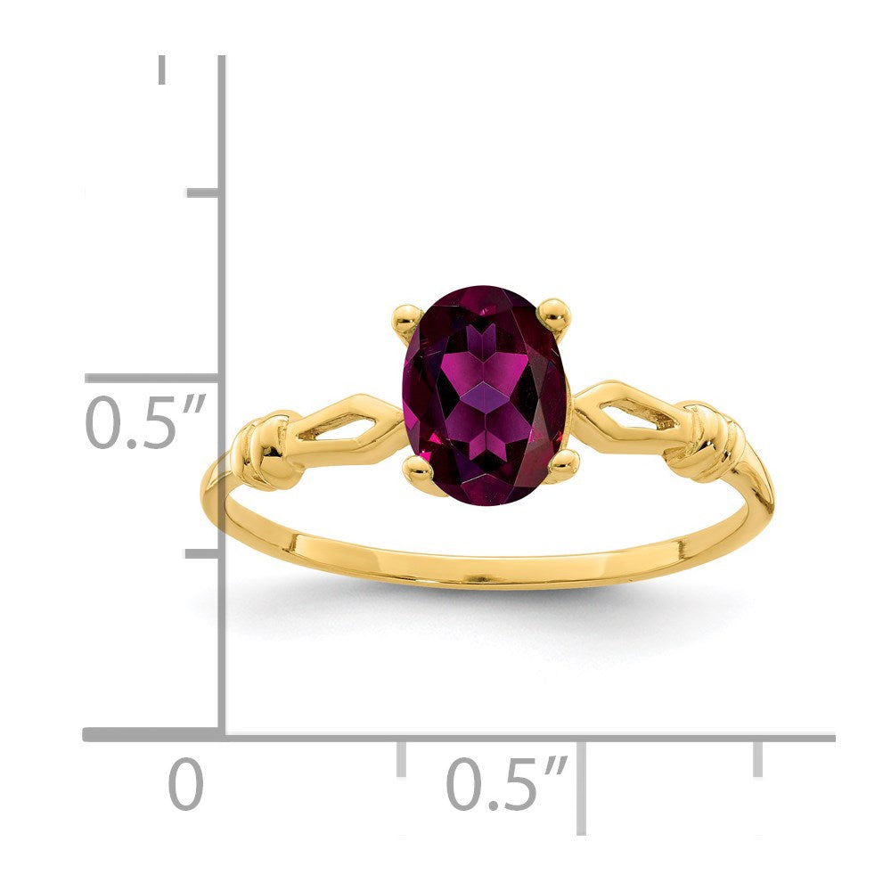 14k Yellow Gold 7x5mm Oval Rhodolite Garnet ring