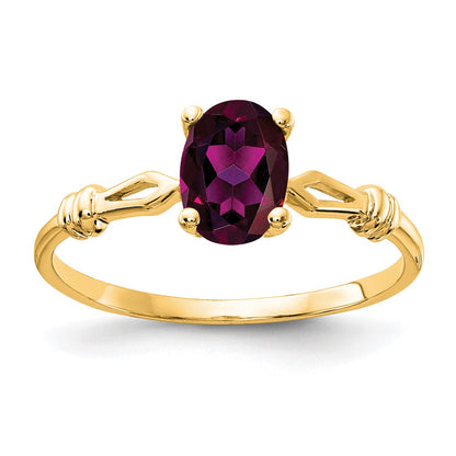 14k Yellow Gold 7x5mm Oval Rhodolite Garnet ring