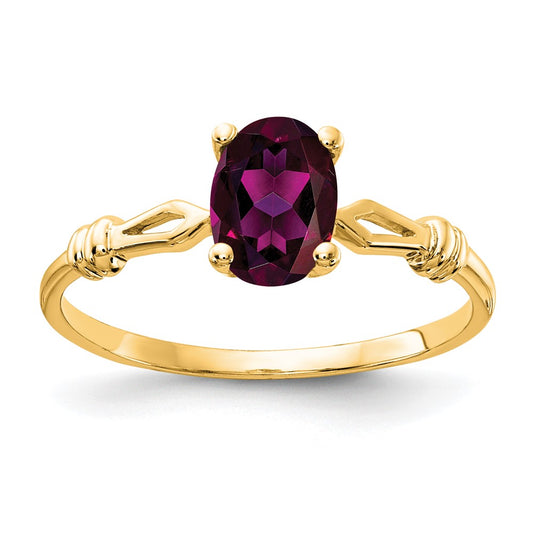 14k Yellow Gold 7x5mm Oval Rhodolite Garnet ring