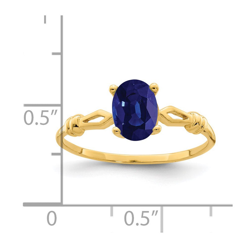 14K Yellow Gold 7x5mm Oval Sapphire ring