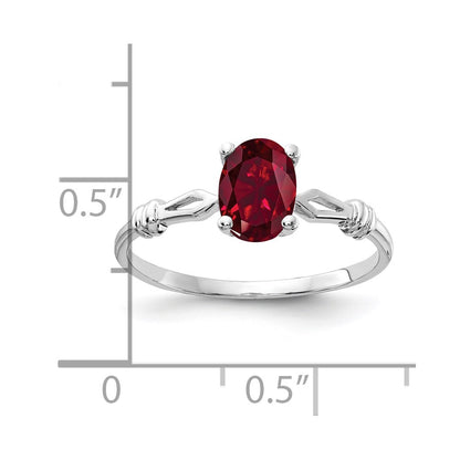 14k White Gold 7x5mm Oval Created Ruby ring