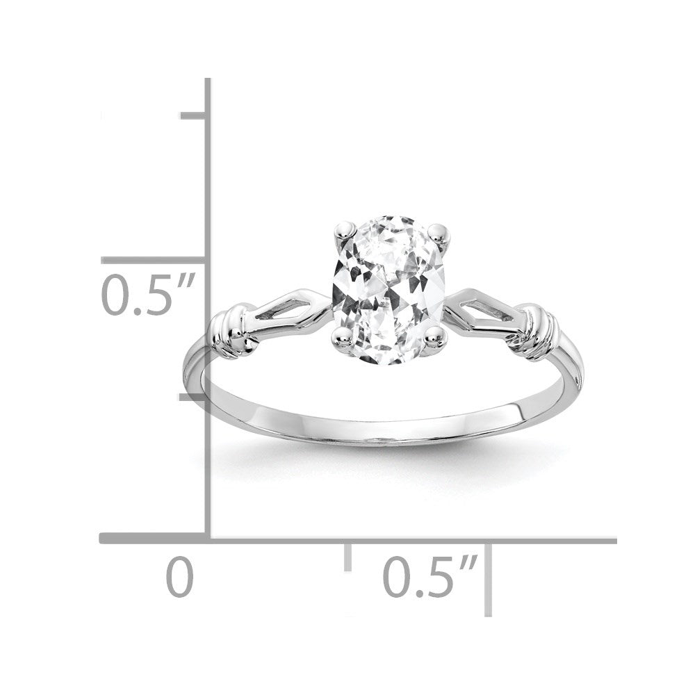 14k White Gold 7x5mm Oval Cubic Zirconia ring