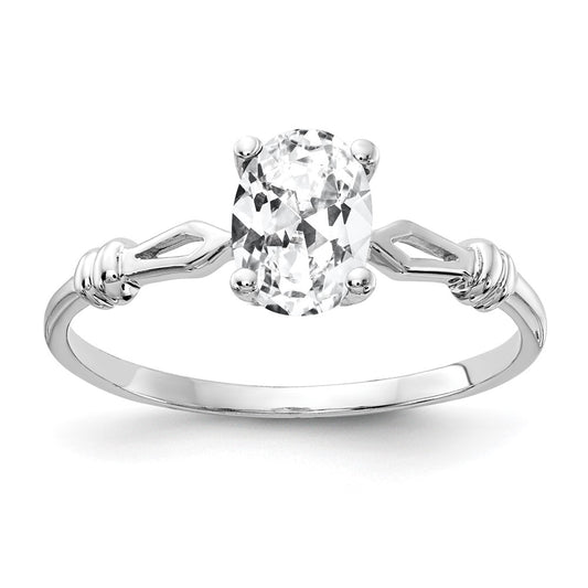 14k White Gold 7x5mm Oval Cubic Zirconia ring