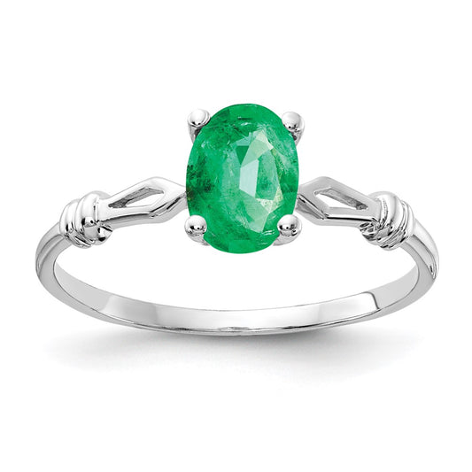 14k White Gold 7x5mm Oval Emerald ring