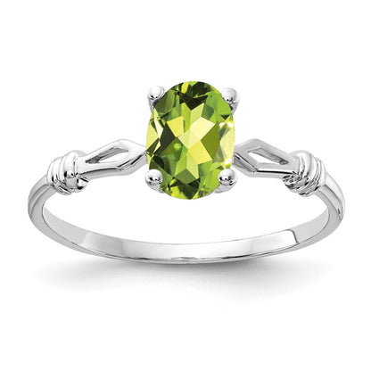 14k White Gold 7x5mm Oval Peridot ring